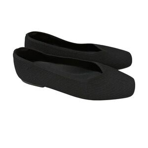 Vivaia Black Margot 2.0 Knit Square Toe Flats Size 41.5 Neutral Classic Preppy
